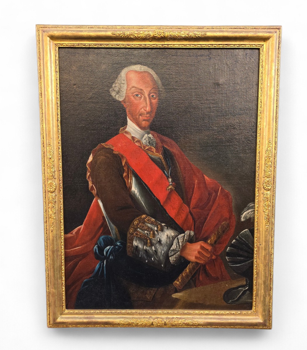 Portrait de Charles de Bourbon en roi de Naples ».  Huile sur toile rentoilée. 