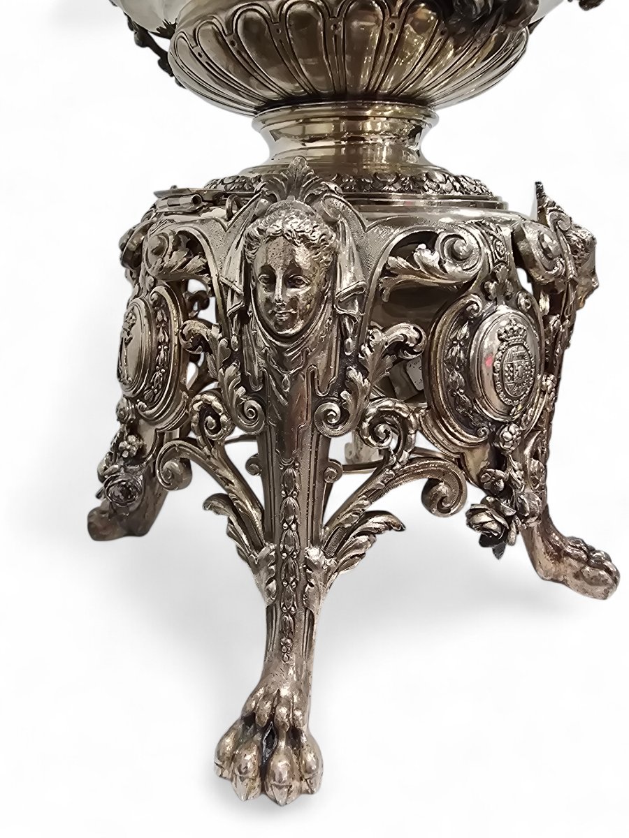 Royal Spanish Silver Tea And Coffee Service By Yanes, Decorated With The Coat Of Arms Of Alfonso-photo-3