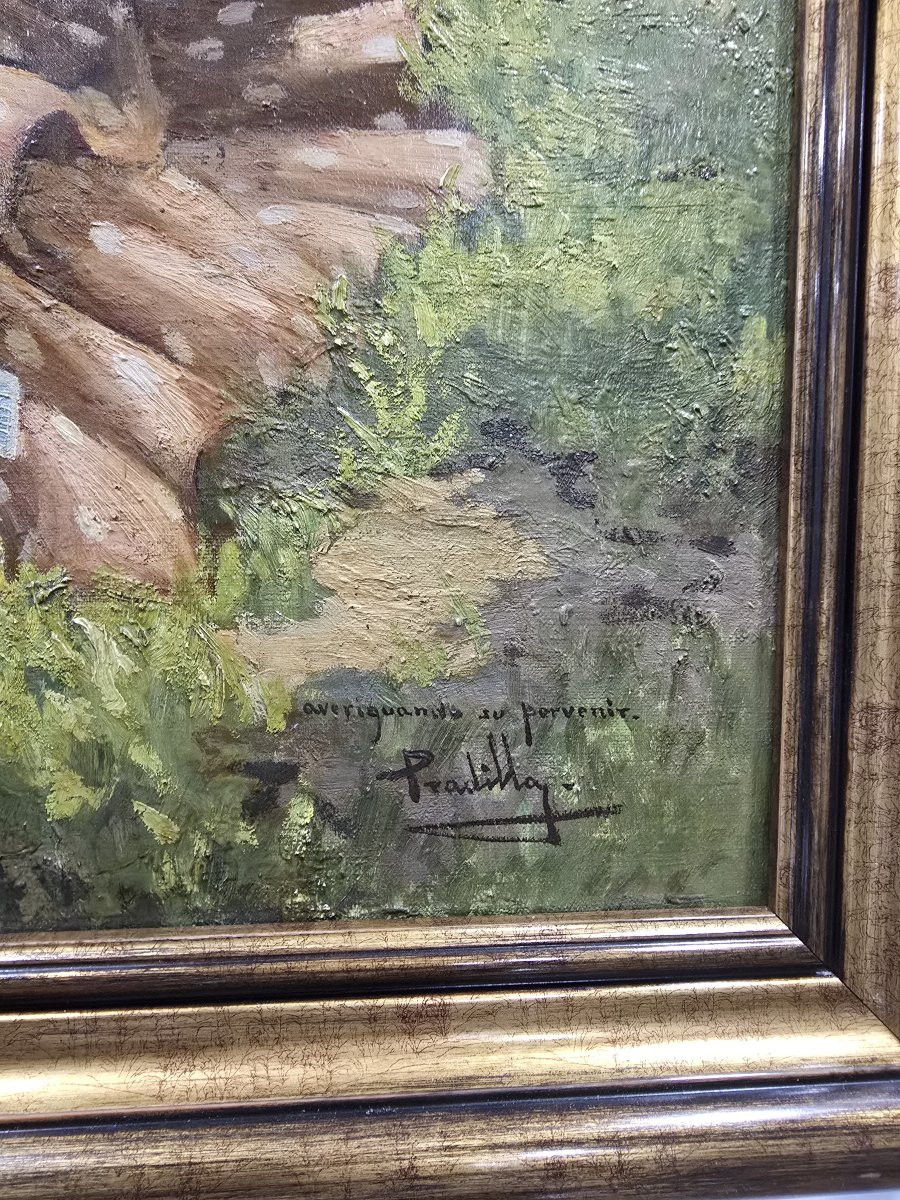 Huile sur toile espagnole du début du XXe siècle, signée Pradilla – La diseuse de bonne aventur-photo-1