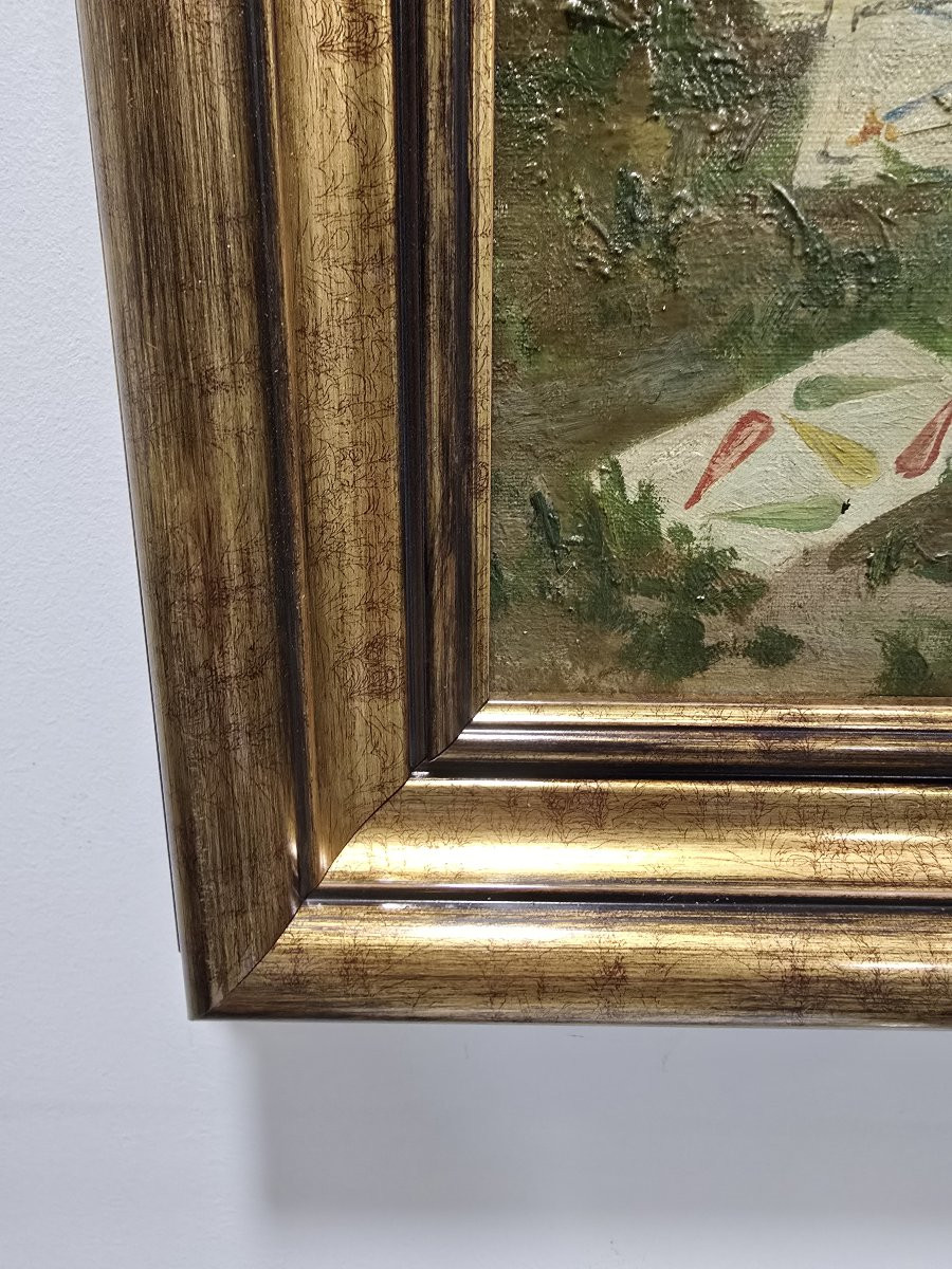 Huile sur toile espagnole du début du XXe siècle, signée Pradilla – La diseuse de bonne aventur-photo-4