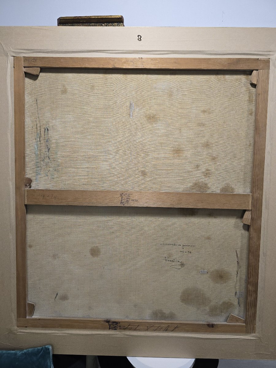 Huile sur toile espagnole du début du XXe siècle, signée Pradilla – La diseuse de bonne aventur-photo-6