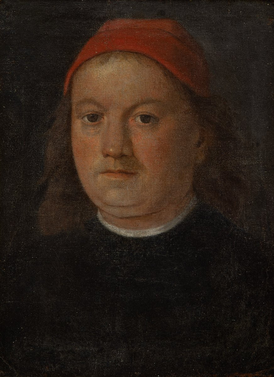 Huile sur toile, Portrait d'après Pérugin, École historiciste, XVIIIe siècle-photo-4