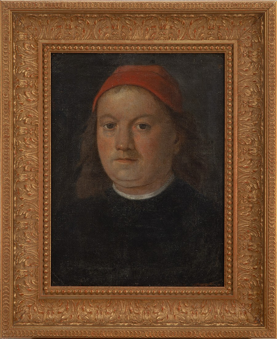 Huile sur toile, Portrait d'après Pérugin, École historiciste, XVIIIe siècle