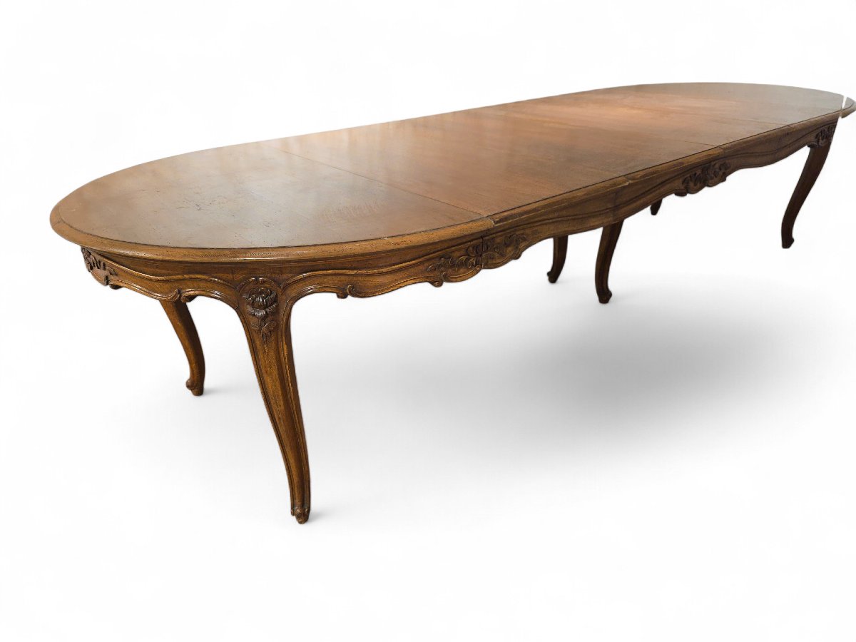 Grande table de salle à manger extensible en chêne massif du XVIIIe siècle-photo-1