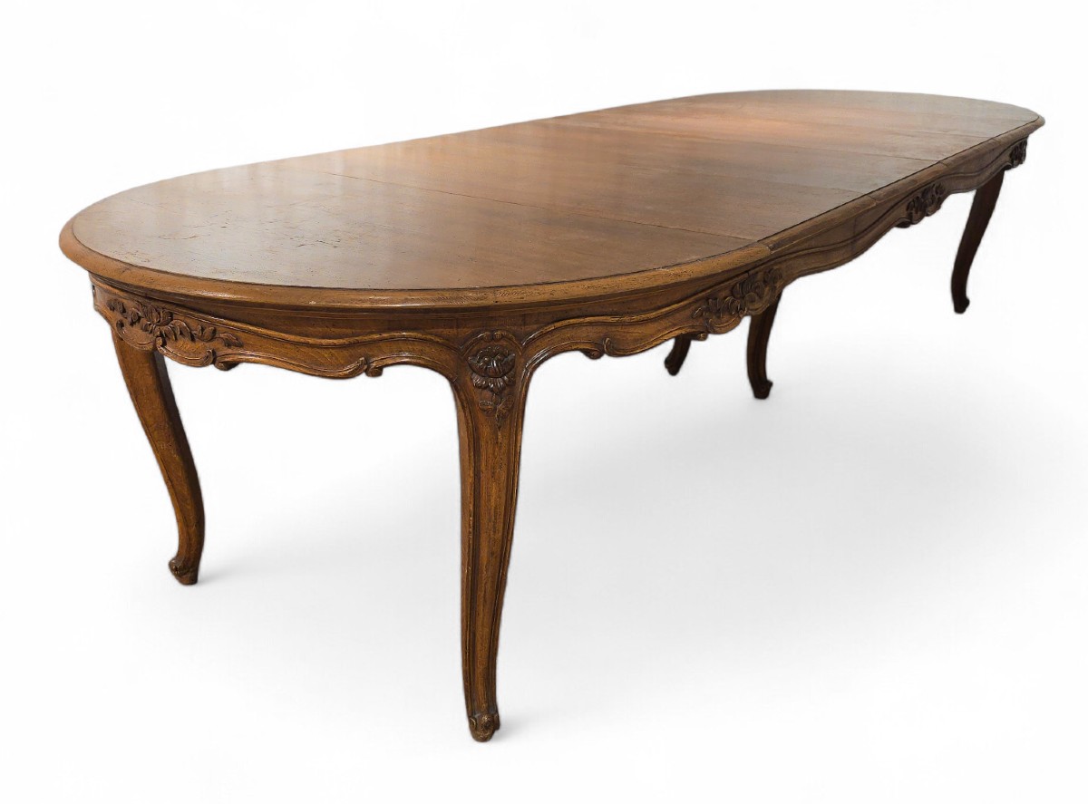 Grande table de salle à manger extensible en chêne massif du XVIIIe siècle