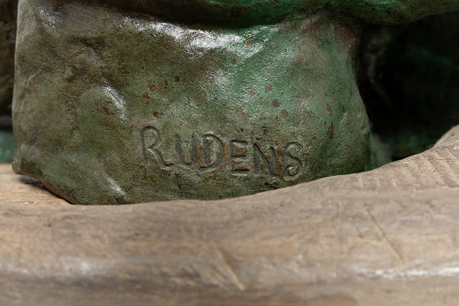 Jean de Roncourt (1869–1937) Sculpture Art Déco en bronze patiné-photo-1