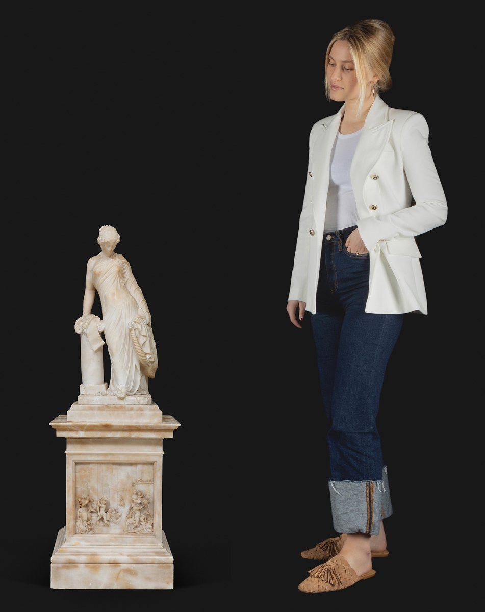 Grand Tour Of Italy, 19th Century – Greek Alabaster Sculpture Of Sappho After James Pradier-photo-2