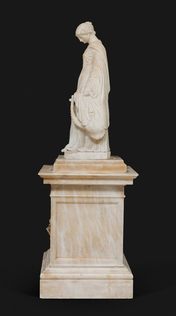 Grand Tour Of Italy, 19th Century – Greek Alabaster Sculpture Of Sappho After James Pradier-photo-3