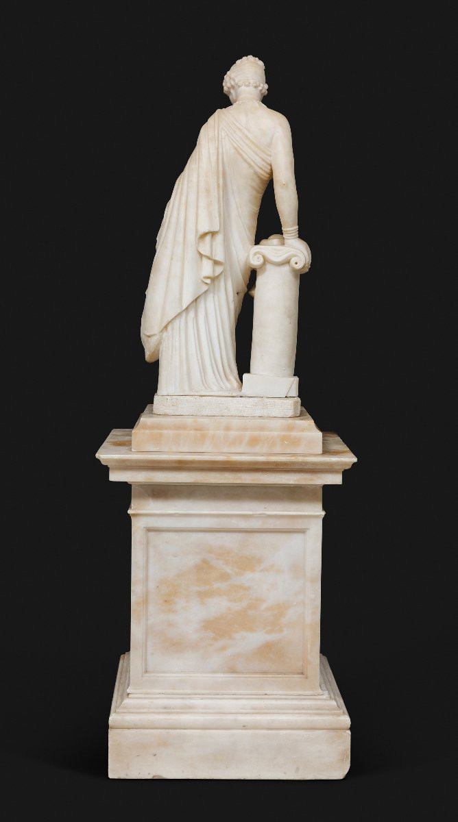 Grand Tour Of Italy, 19th Century – Greek Alabaster Sculpture Of Sappho After James Pradier-photo-4