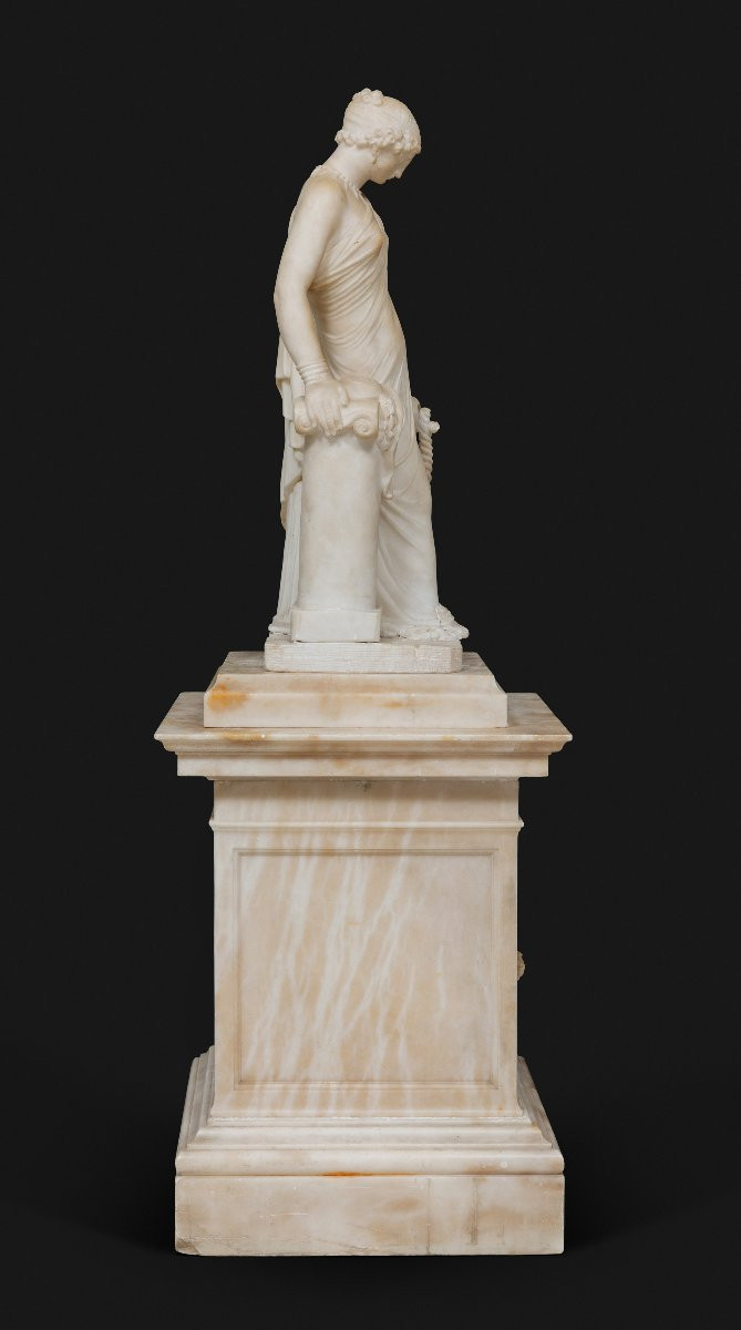 Grand Tour Of Italy, 19th Century – Greek Alabaster Sculpture Of Sappho After James Pradier-photo-2