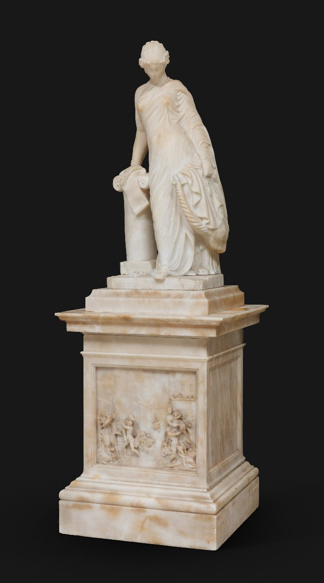 Grand Tour Of Italy, 19th Century – Greek Alabaster Sculpture Of Sappho After James Pradier-photo-4