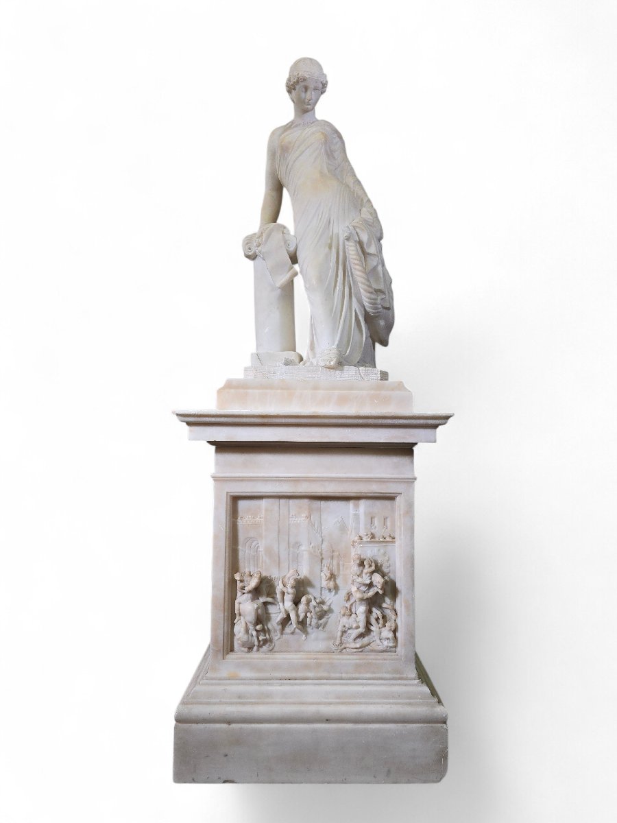 Grand Tour Of Italy, 19th Century – Greek Alabaster Sculpture Of Sappho After James Pradier-photo-5