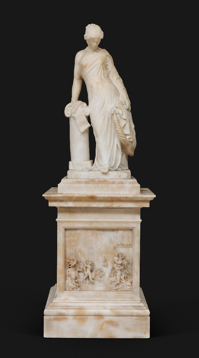 Grand Tour Of Italy, 19th Century – Greek Alabaster Sculpture Of Sappho After James Pradier
