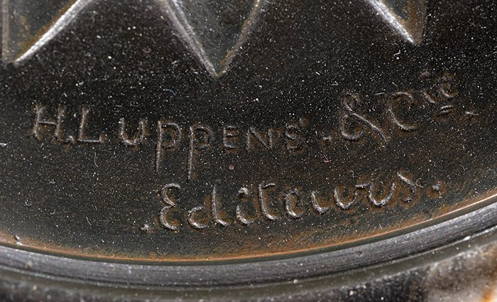 Paire d'urnes en bronze patiné du XIXe siècle sur socles en marbre de Portoro, signées H. Luppe-photo-2