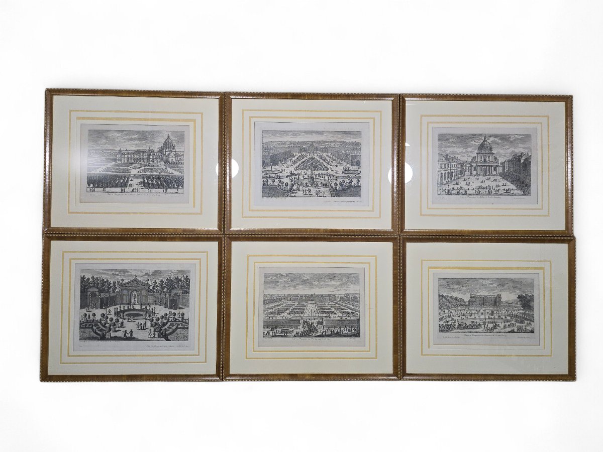 A Set Of Six 18th-century French Engravings Depicting Formal French Gardens, E-photo-2