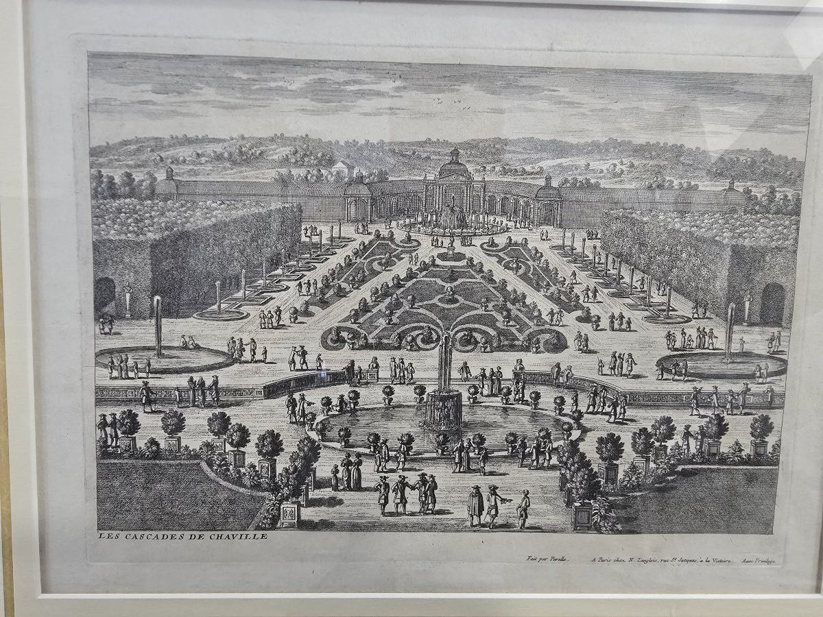 A Set Of Six 18th-century French Engravings Depicting Formal French Gardens, E-photo-4