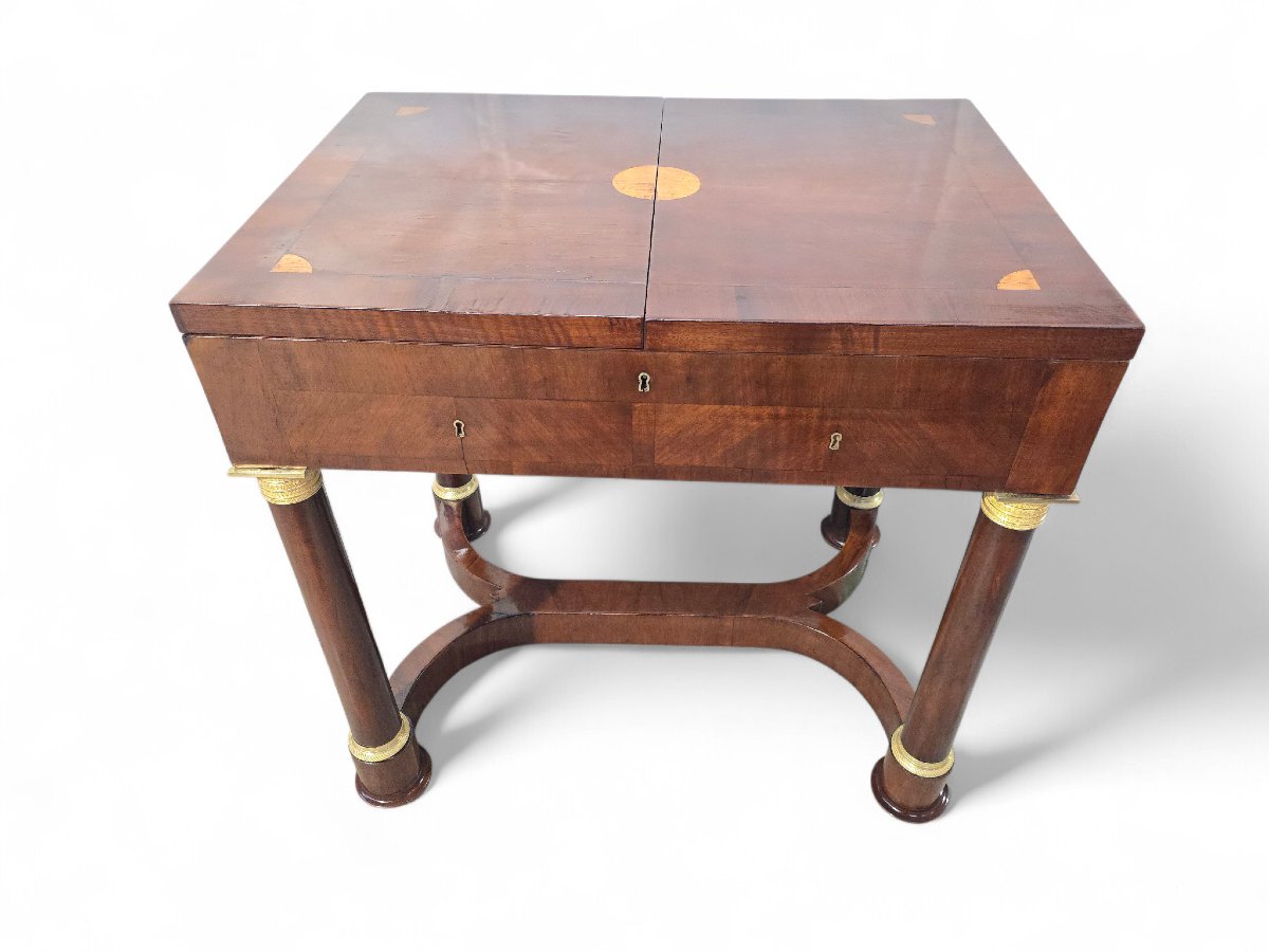 table de jeux française du XIXe siècle, vers 1830, avec jeux d'échecs, de mah-jong et de backga-photo-1