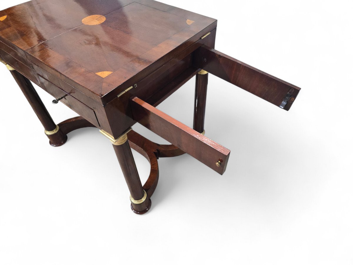 table de jeux française du XIXe siècle, vers 1830, avec jeux d'échecs, de mah-jong et de backga-photo-4