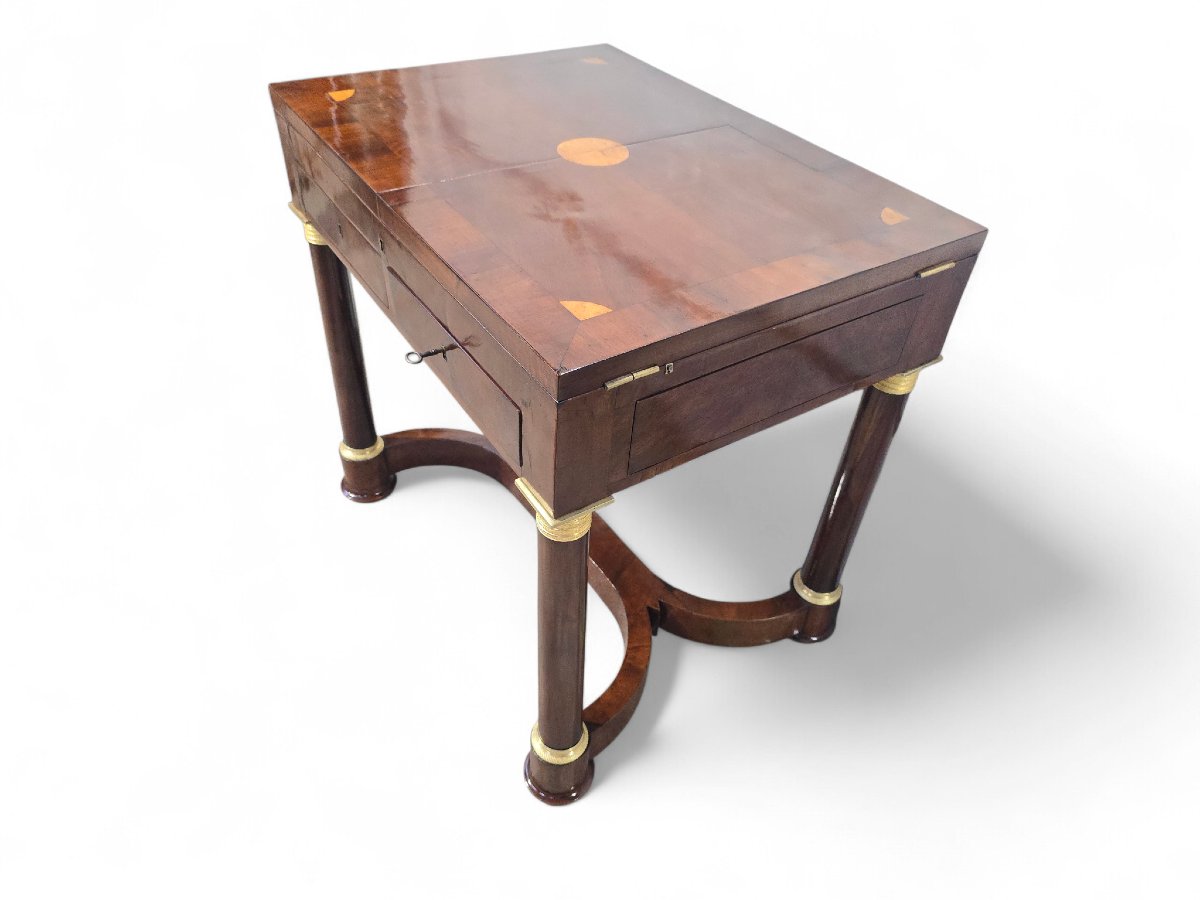 table de jeux française du XIXe siècle, vers 1830, avec jeux d'échecs, de mah-jong et de backga-photo-5