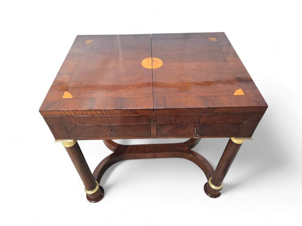 table de jeux française du XIXe siècle, vers 1830, avec jeux d'échecs, de mah-jong et de backga-photo-6