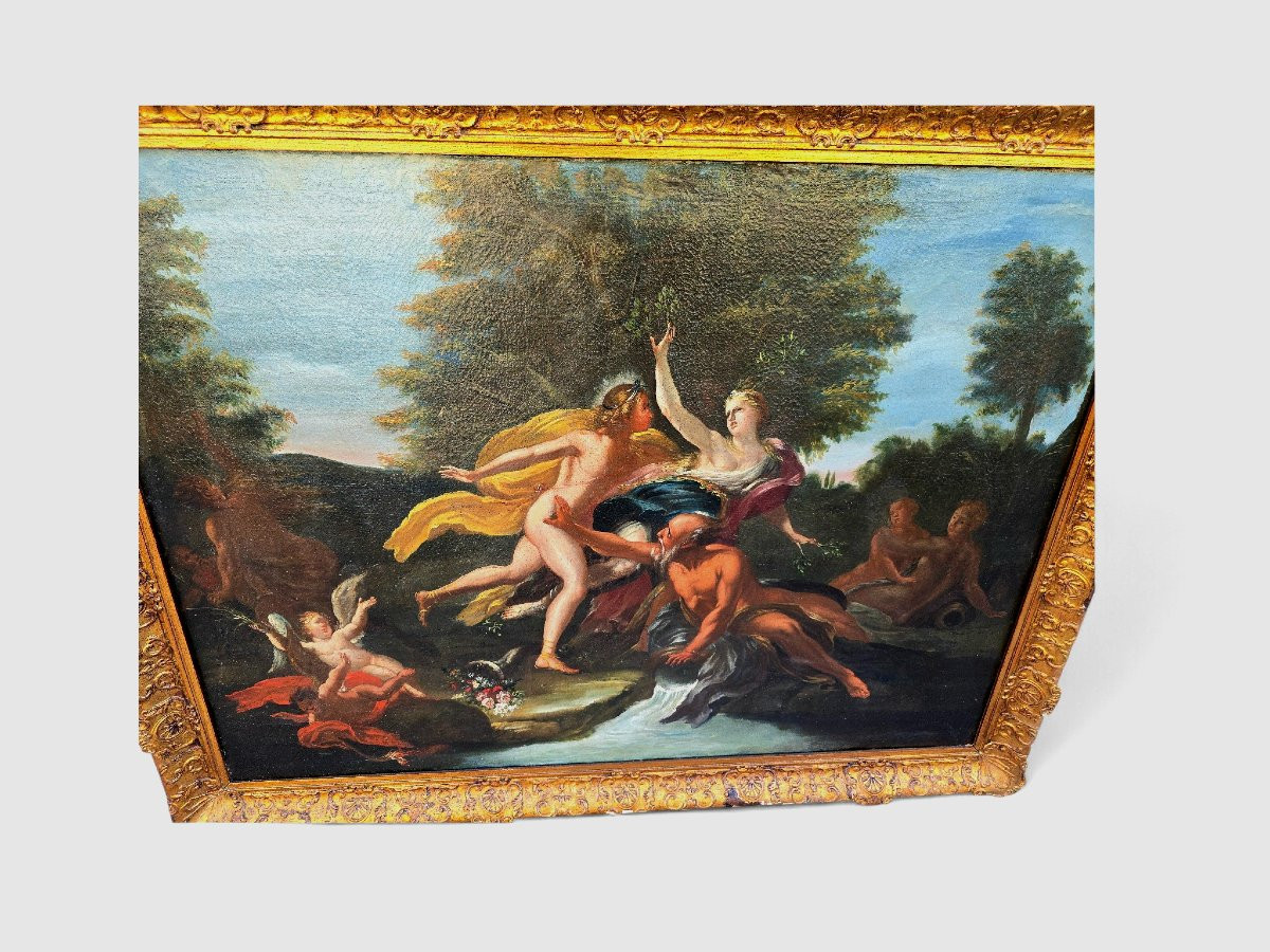 Paire de peintures à l'huile sur toile, style mythologique italien, XVIIIe siècle, encadrées de-photo-1