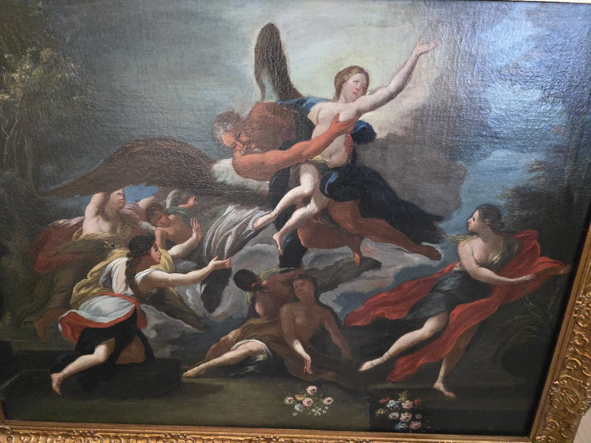 Paire de peintures à l'huile sur toile, style mythologique italien, XVIIIe siècle, encadrées de-photo-4