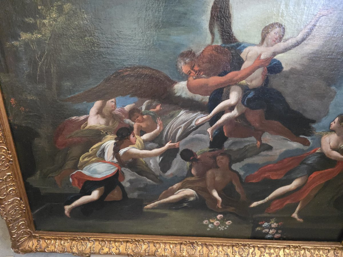 Paire de peintures à l'huile sur toile, style mythologique italien, XVIIIe siècle, encadrées de-photo-5