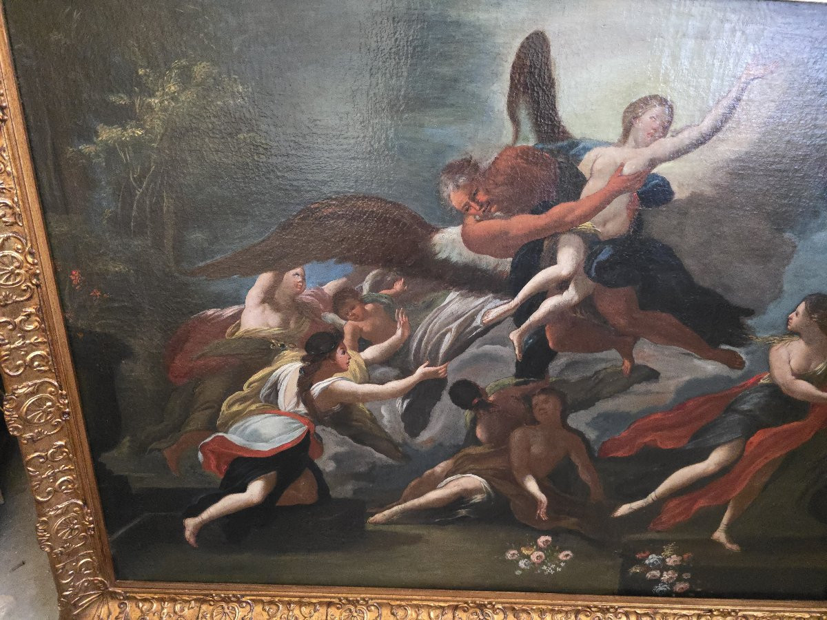 Paire de peintures à l'huile sur toile, style mythologique italien, XVIIIe siècle, encadrées de-photo-7