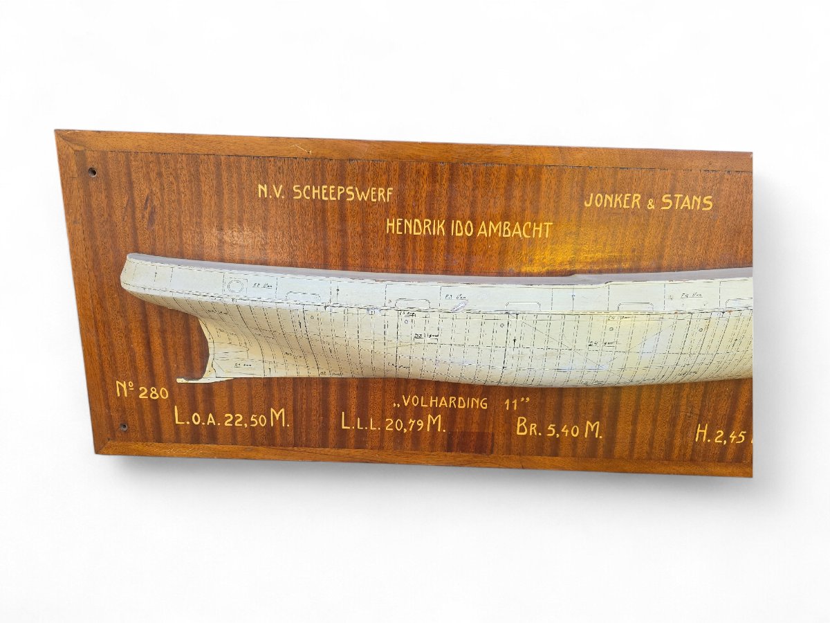 Maquette de bateau de 1957 sur panneau de bois-photo-3