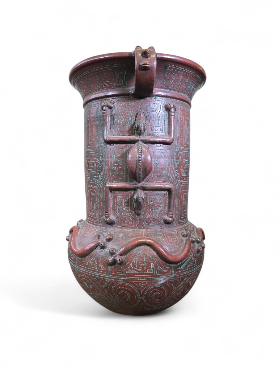 Large Marajoara Style Terracotta Vase, 20th Century-photo-4