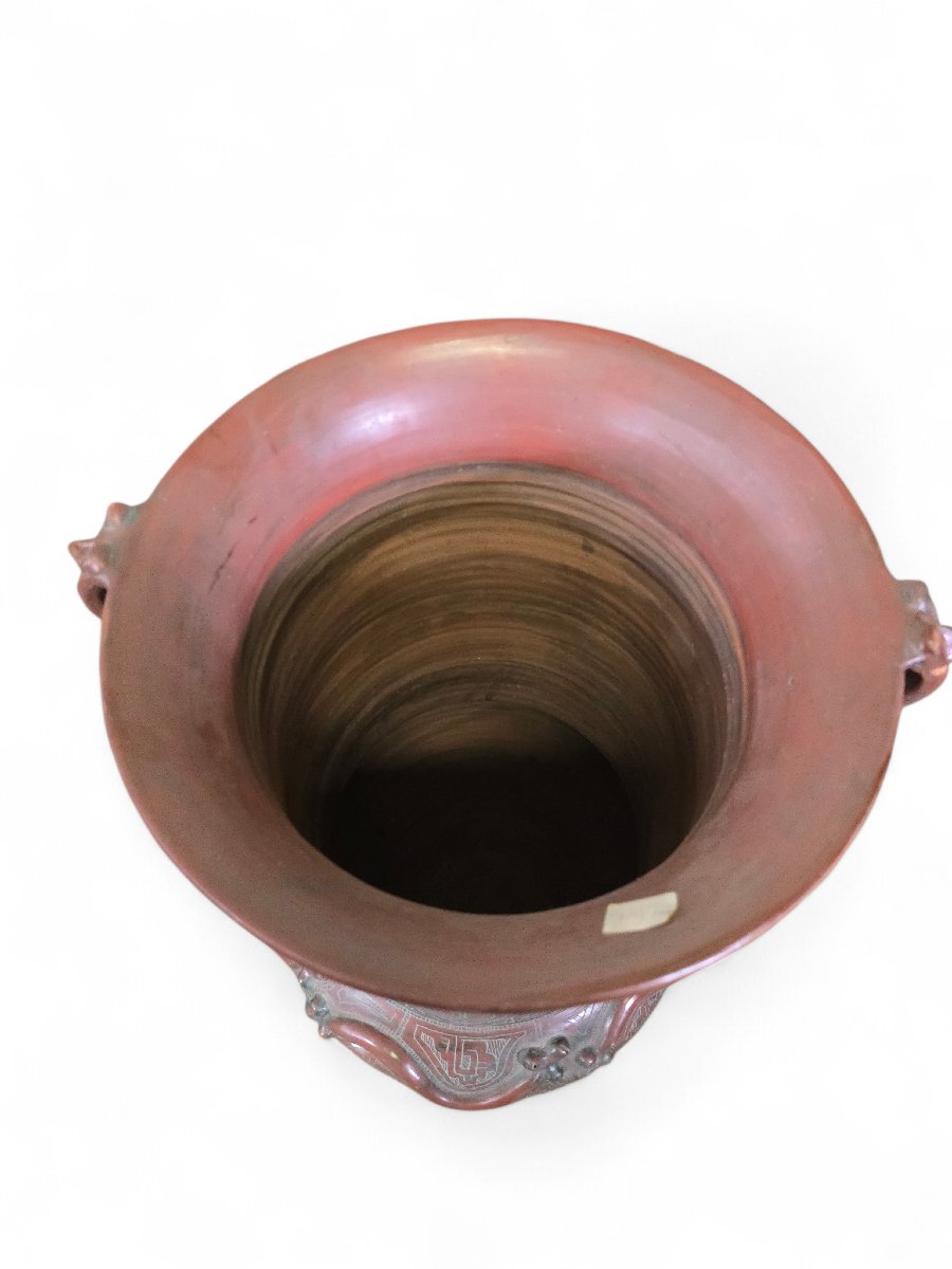 Large Marajoara Style Terracotta Vase, 20th Century-photo-1