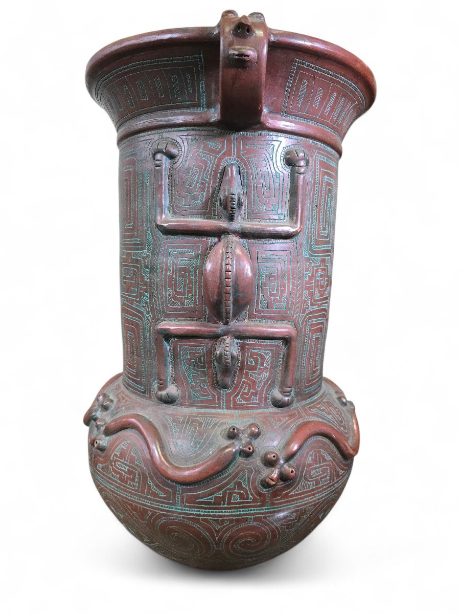 Large Marajoara Style Terracotta Vase, 20th Century-photo-3