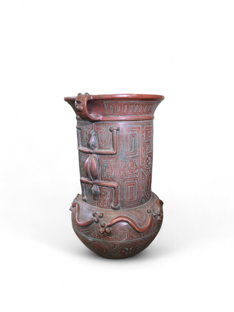 Large Marajoara Style Terracotta Vase, 20th Century-photo-5