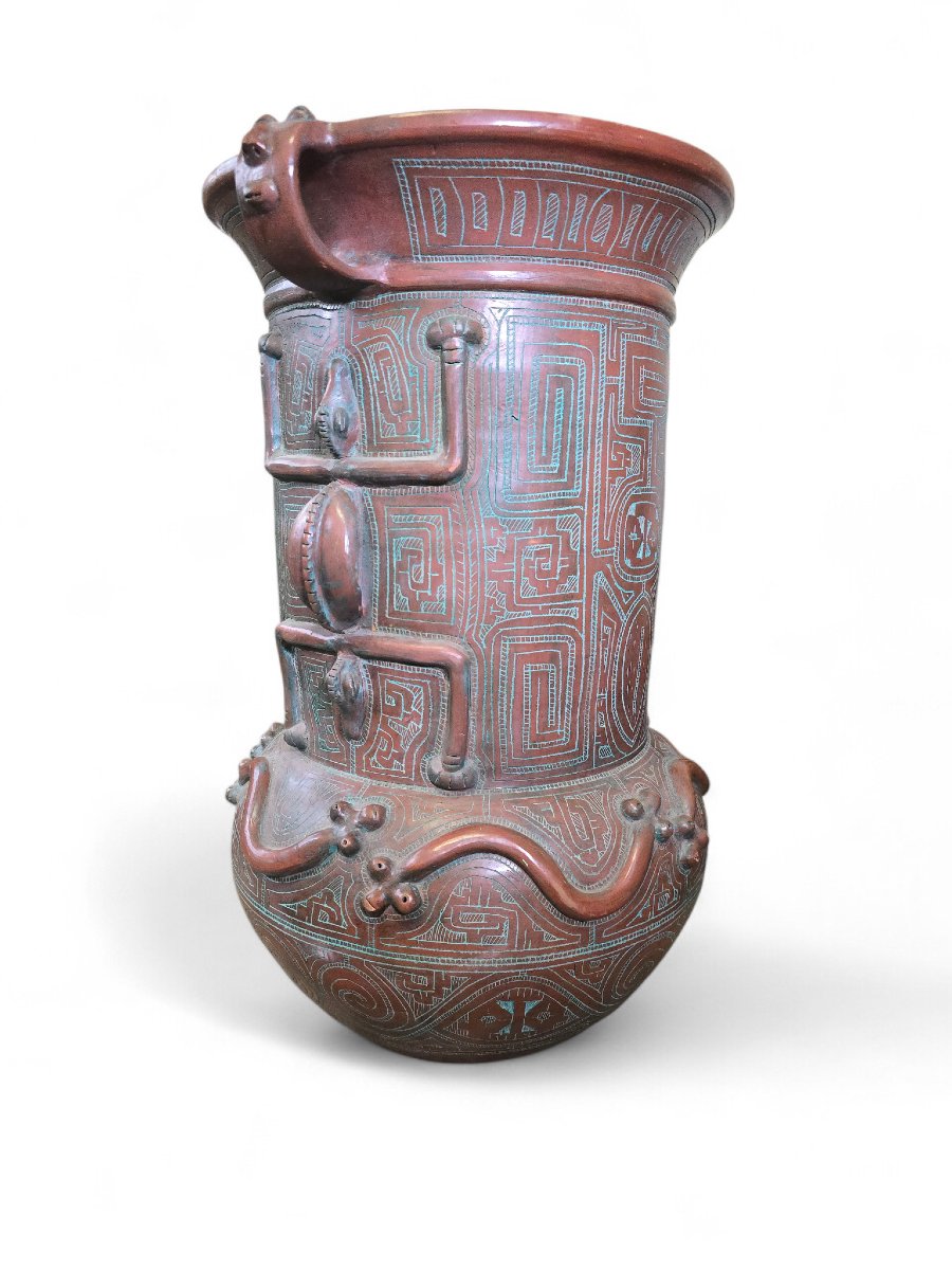 Large Marajoara Style Terracotta Vase, 20th Century-photo-6