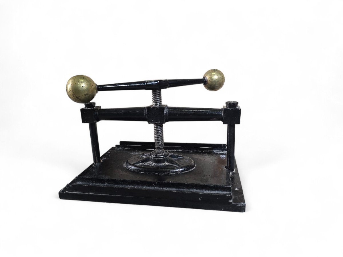 Large 19th-century Book Press Made Of Iron And Bronze-photo-2