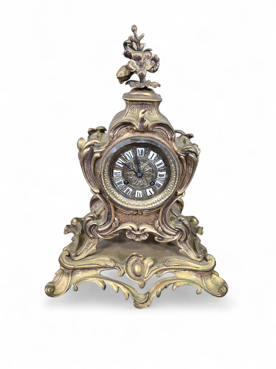 Pendule de cheminée française en bronze doré du XIXe siècle, mouvement parisien à huit jours-photo-2