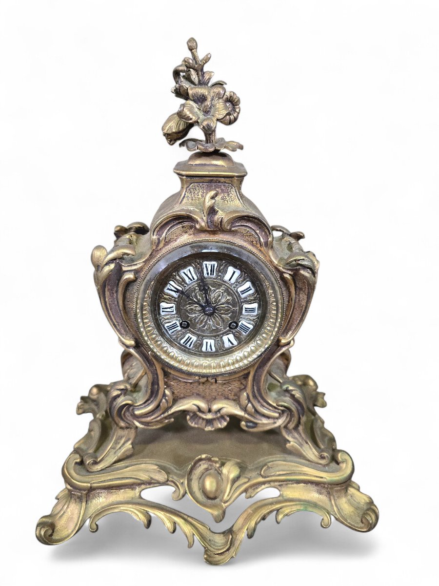 Pendule de cheminée française en bronze doré du XIXe siècle, mouvement parisien à huit jours-photo-3