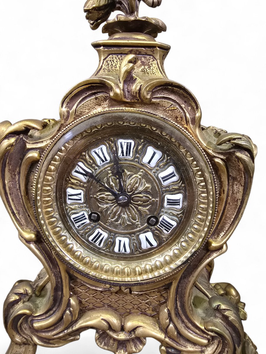 Pendule de cheminée française en bronze doré du XIXe siècle, mouvement parisien à huit jours-photo-4