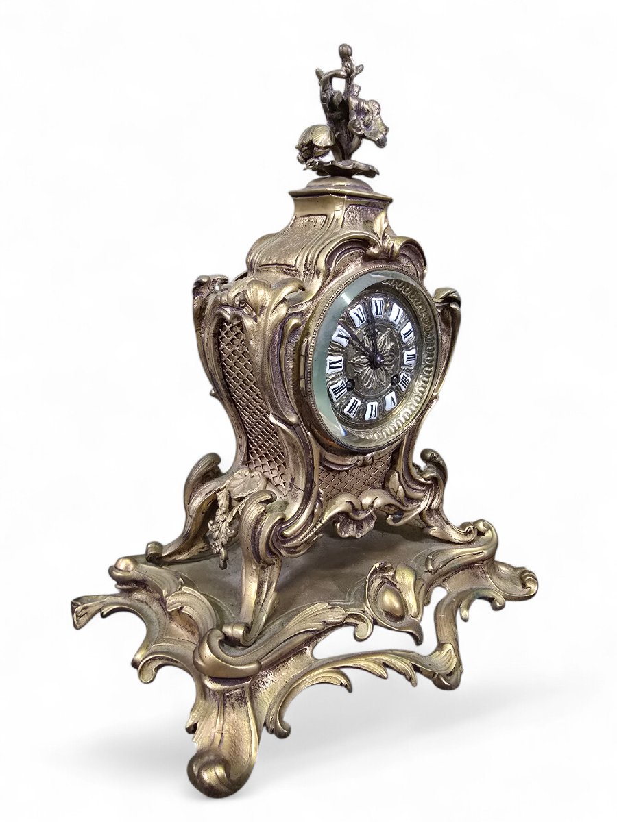 Pendule de cheminée française en bronze doré du XIXe siècle, mouvement parisien à huit jours-photo-2