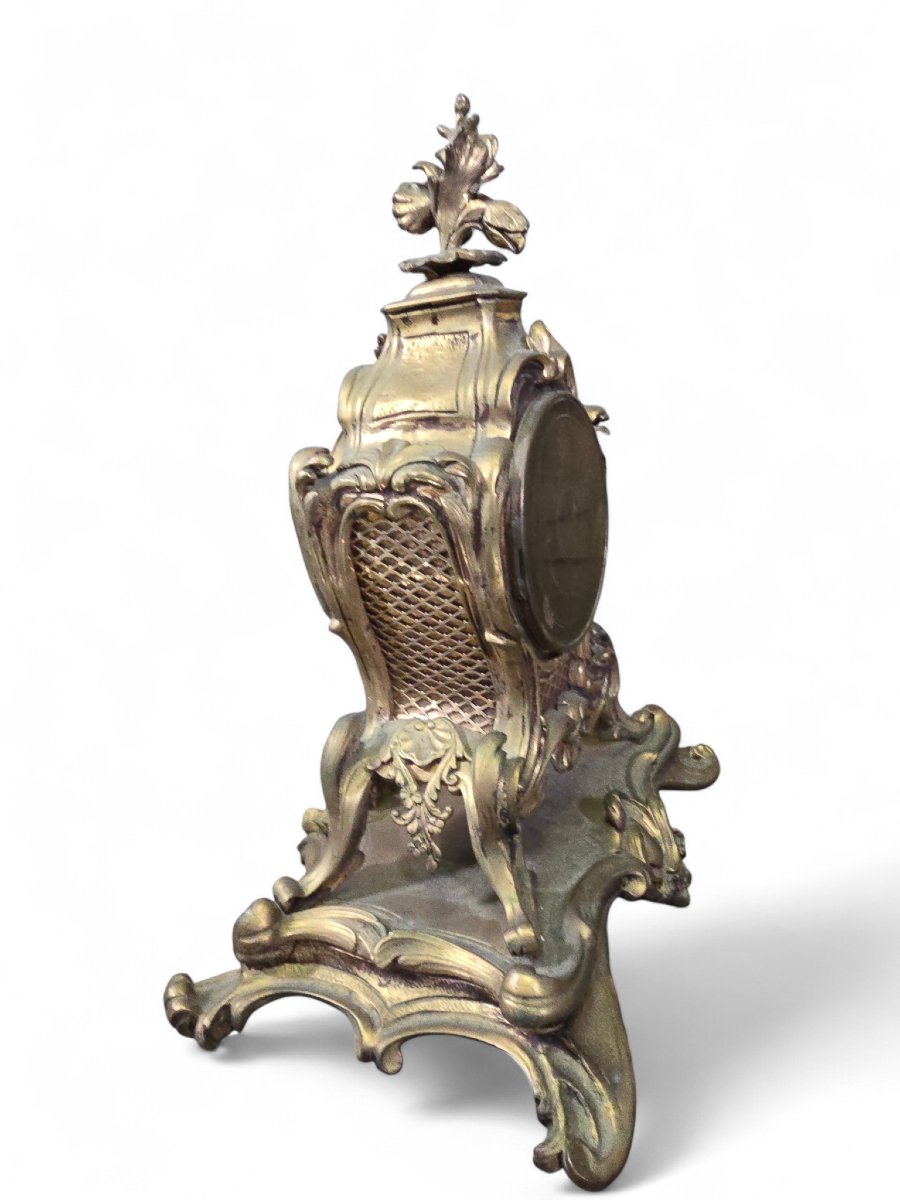 Pendule de cheminée française en bronze doré du XIXe siècle, mouvement parisien à huit jours-photo-5