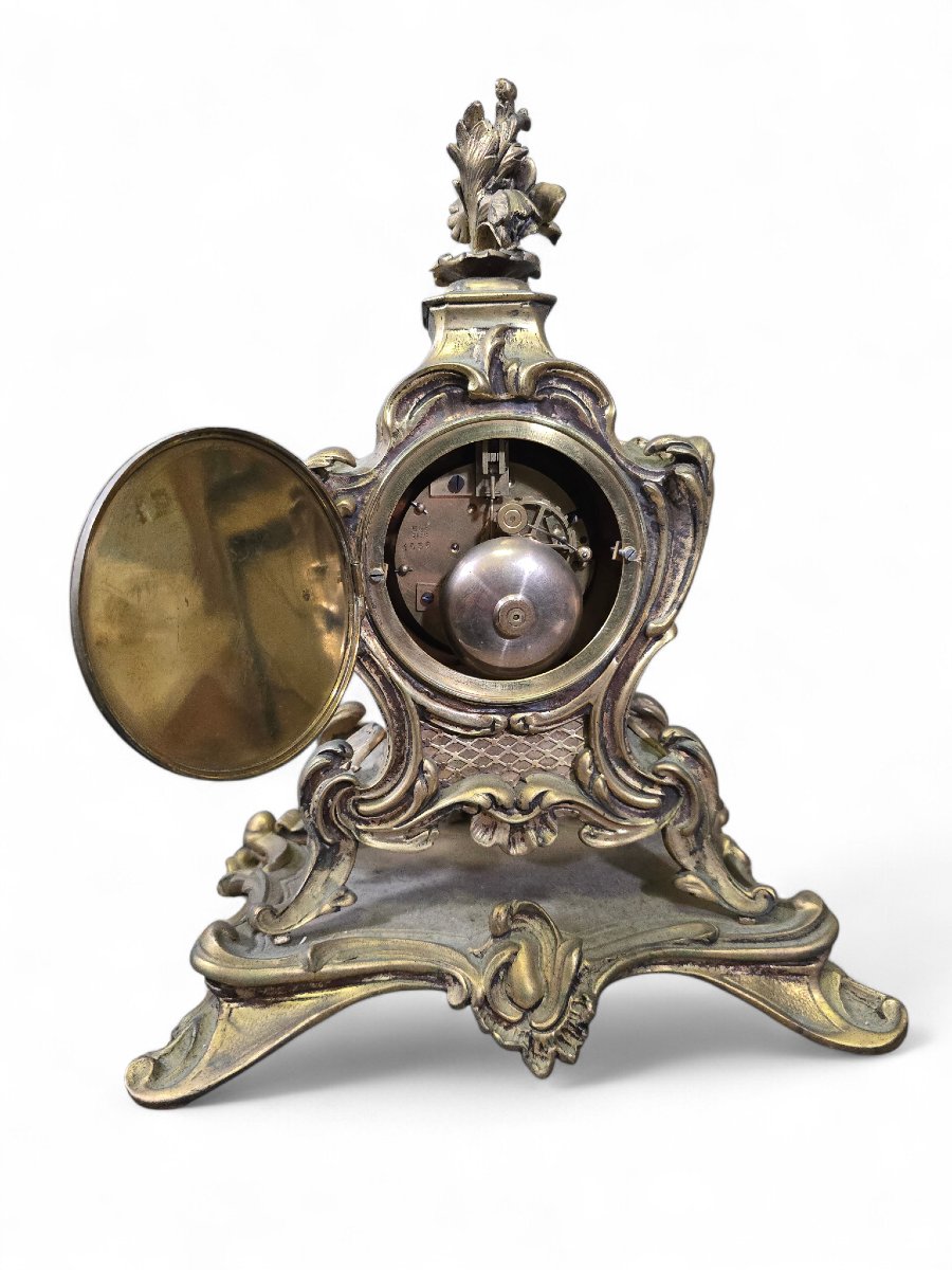 Pendule de cheminée française en bronze doré du XIXe siècle, mouvement parisien à huit jours-photo-6