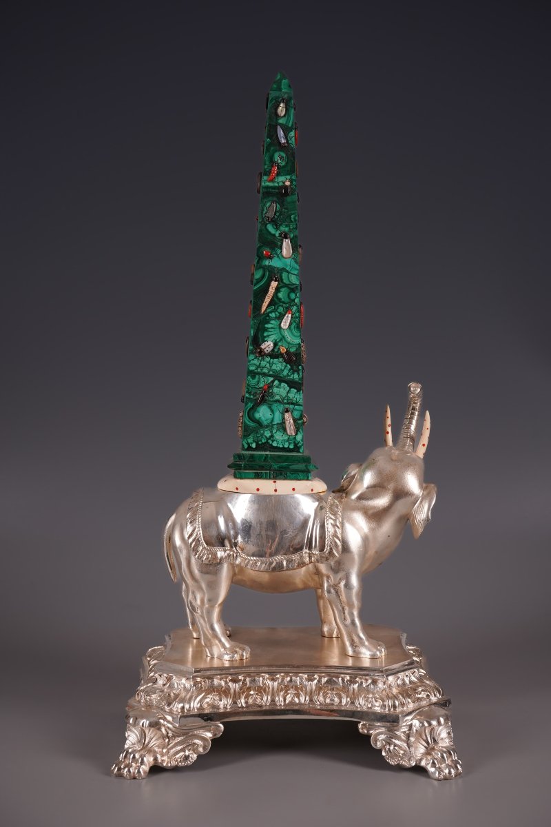 Elephant With Obelisk, England, 19th Century, Signed-photo-2