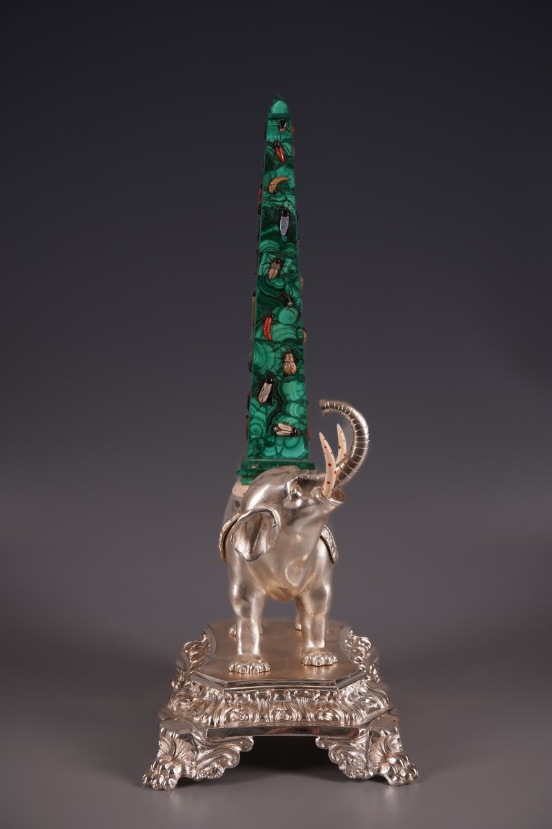 Elephant With Obelisk, England, 19th Century, Signed-photo-3