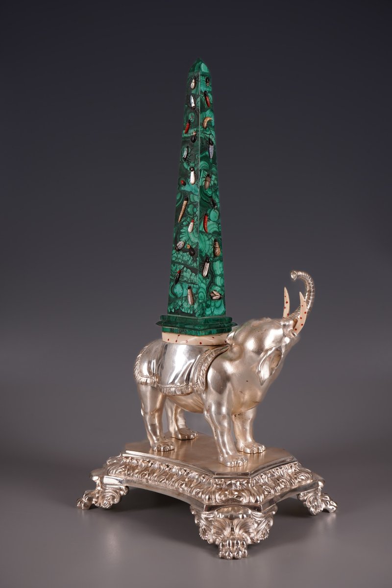 Elephant With Obelisk, England, 19th Century, Signed-photo-4