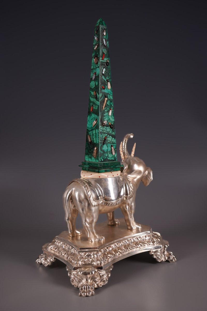 Elephant With Obelisk, England, 19th Century, Signed-photo-1