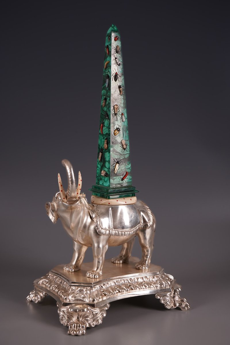 Elephant With Obelisk, England, 19th Century, Signed-photo-3