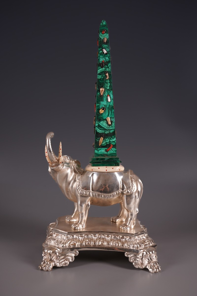 Elephant With Obelisk, England, 19th Century, Signed