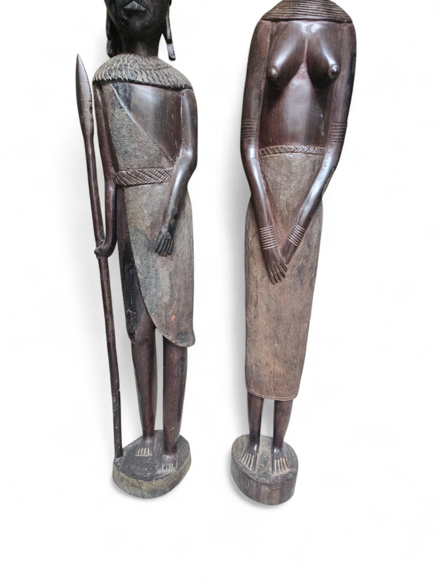 Pair Of African Tribal Wood Sculptures, 1970s-photo-4