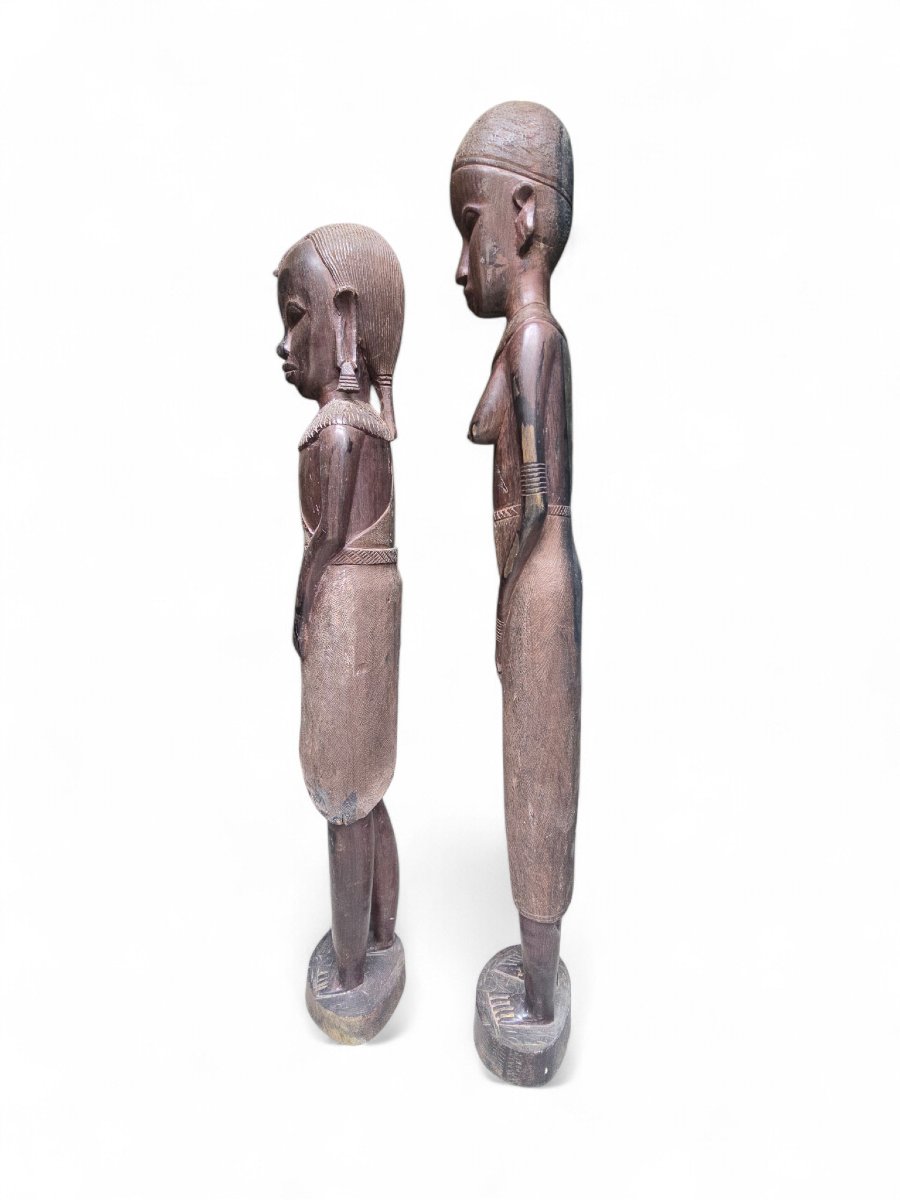 Pair Of African Tribal Wood Sculptures, 1970s-photo-3