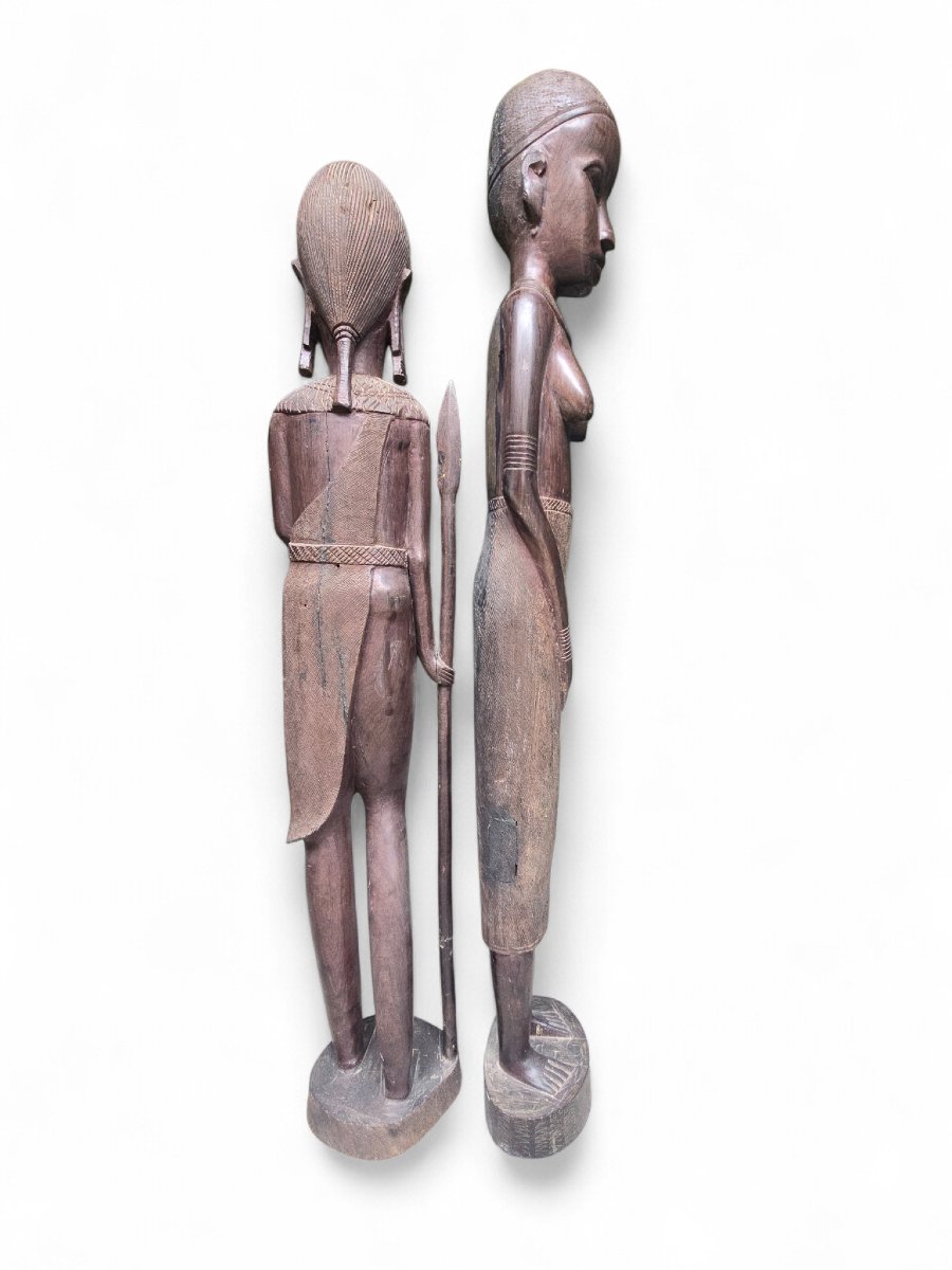 Pair Of African Tribal Wood Sculptures, 1970s-photo-4